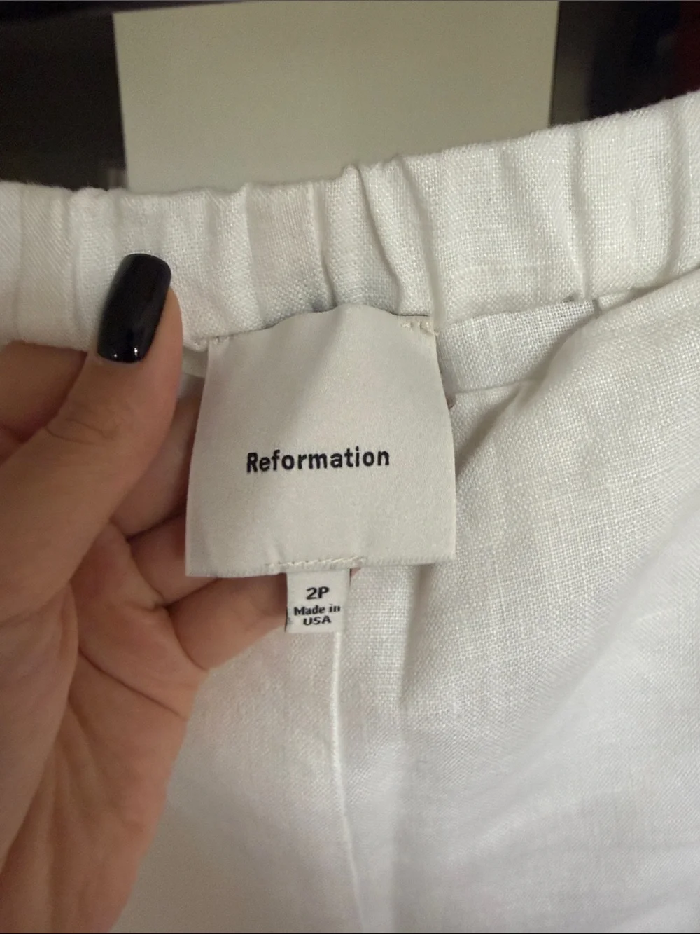 Reformation White Petites Hallie Linen Pants